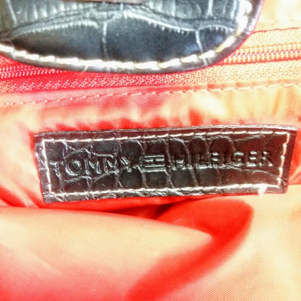 Tommy Hilfiger Black Shoulder Bag Leather Crocodile - Picture 5 of 7